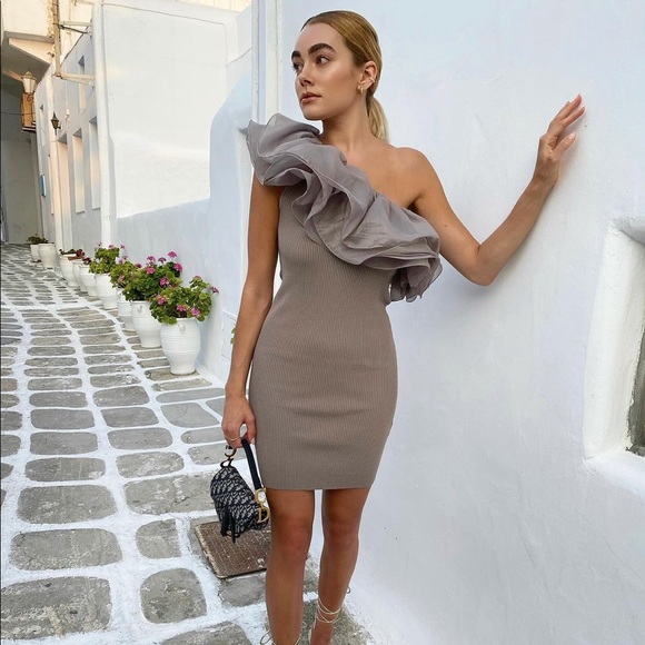 Zara One Shoulder Organza Ruffle Dress NWT - Picture 11 of 16